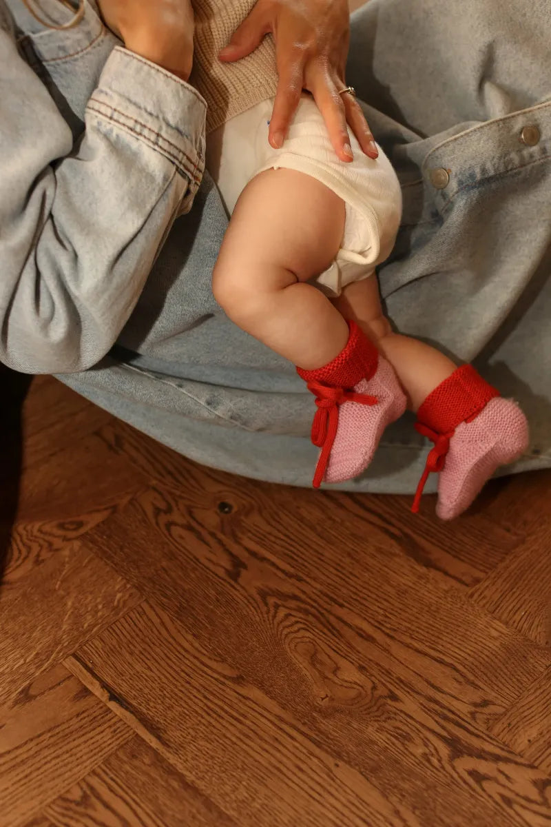 Booties cotton candy/red, hvid