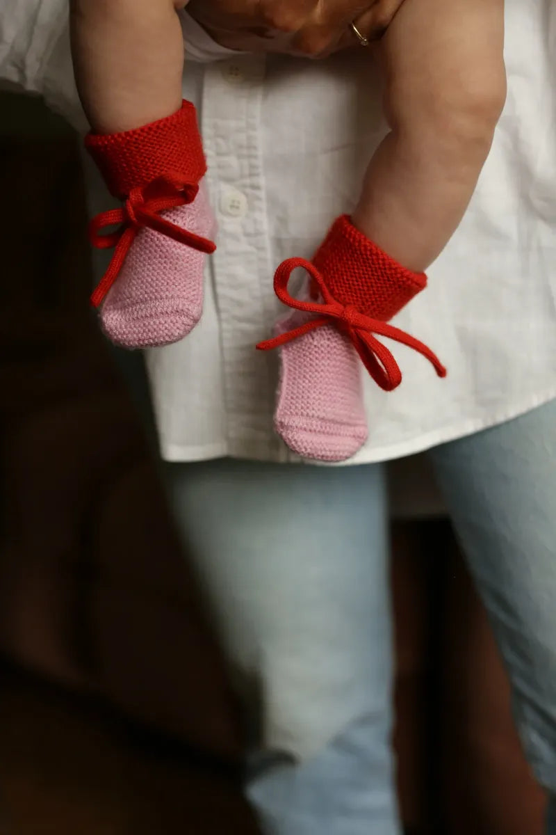 Booties cotton candy/red, hvid
