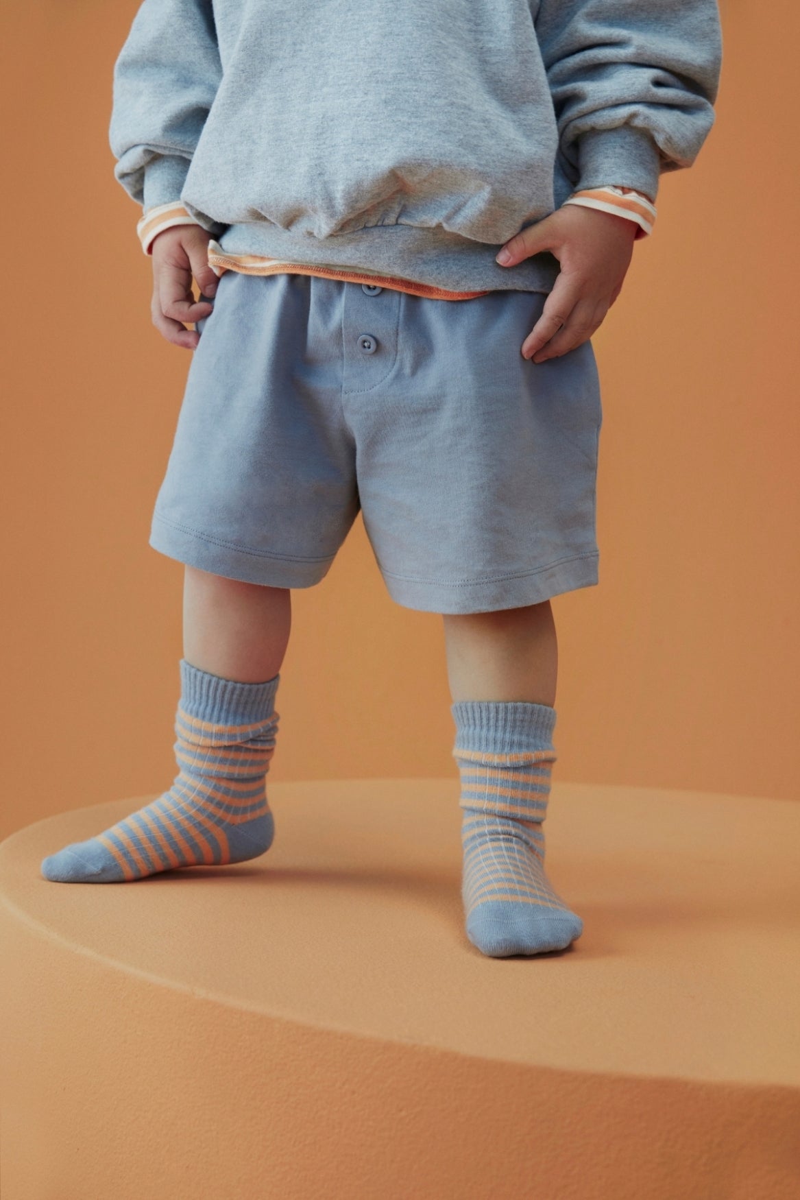 Button Shorts GOTS stone grey, Gray Label