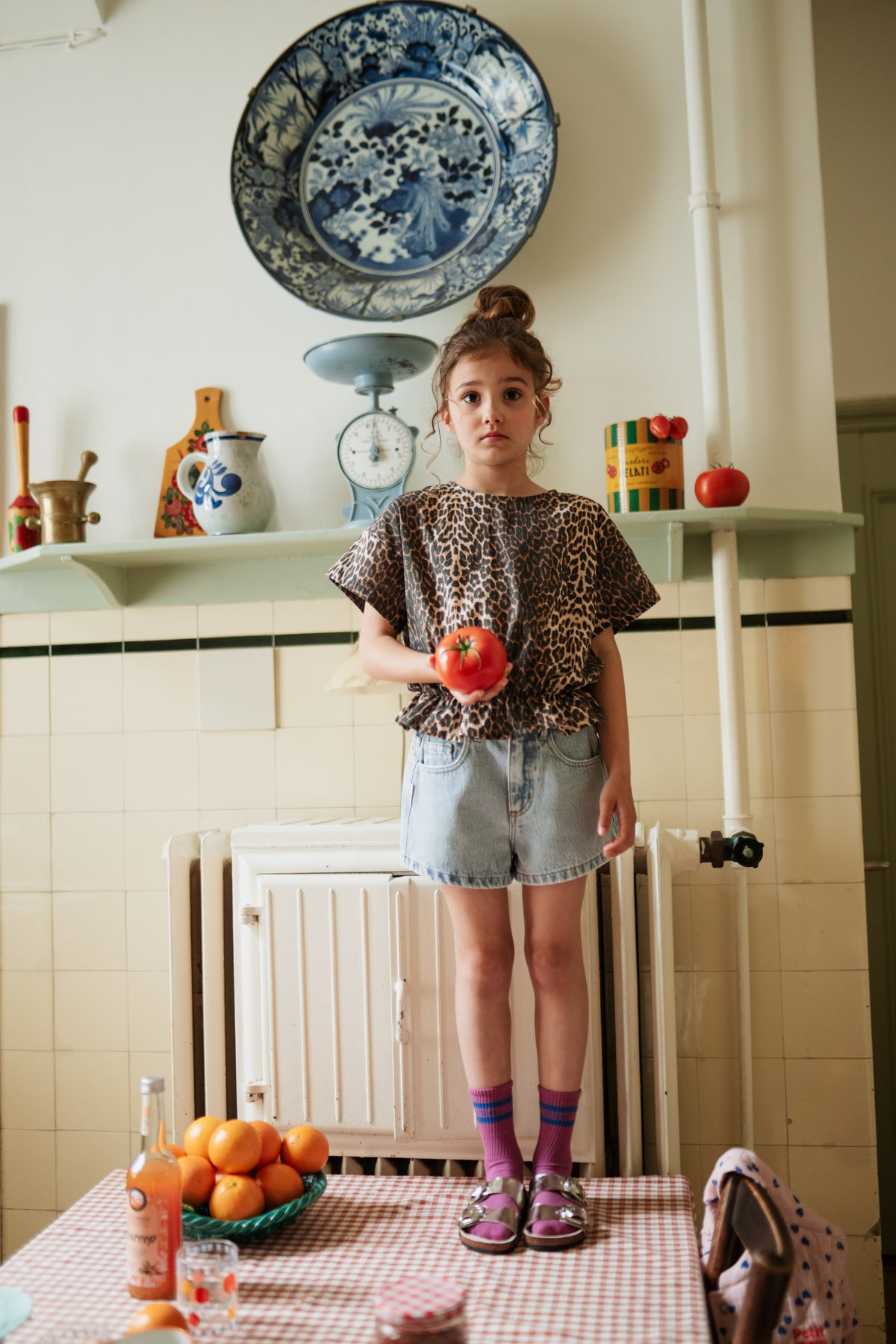 Blouse Elastic Waist Leopard, Petit Blush