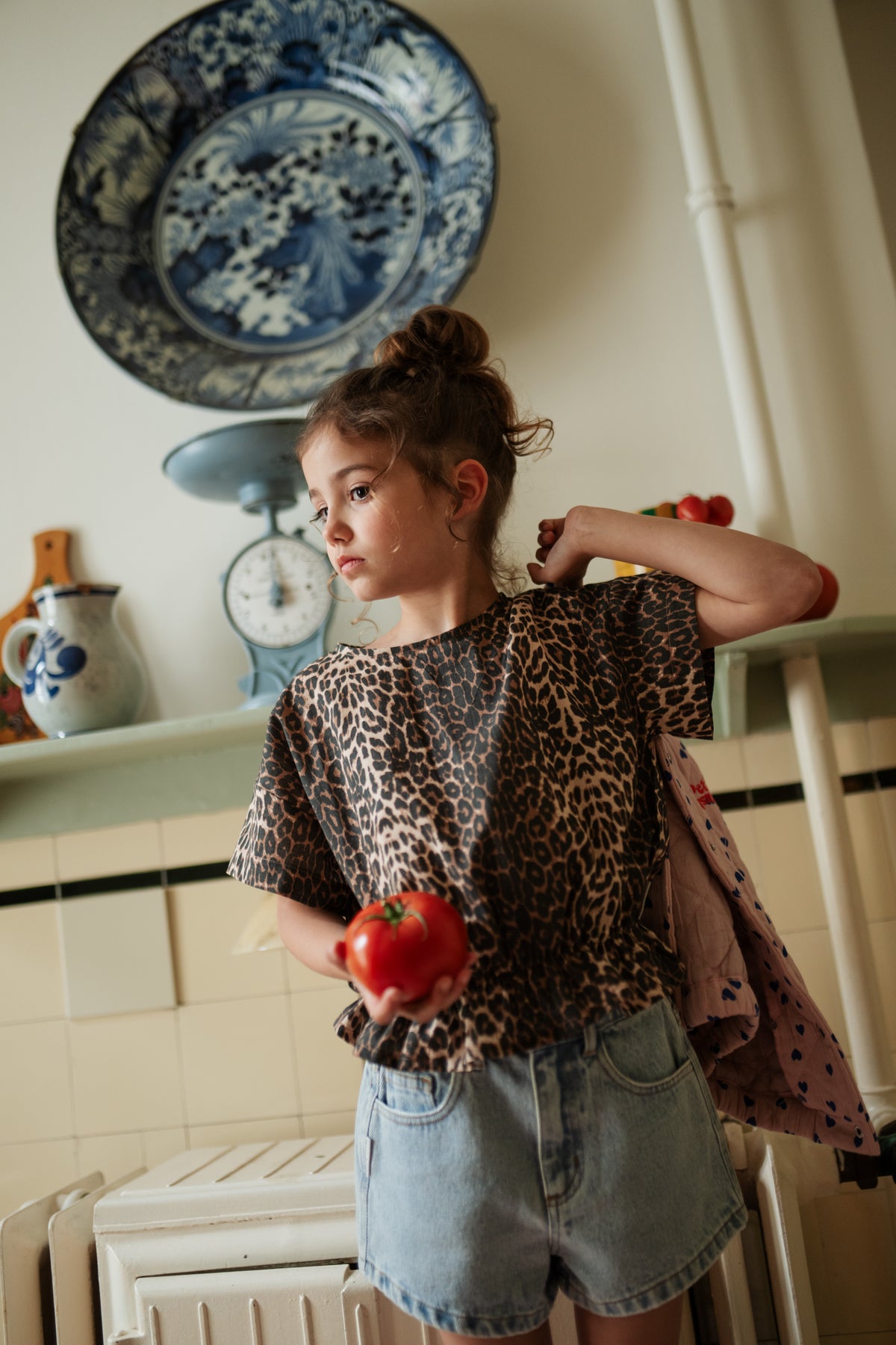 Blouse Elastic Waist Leopard, Petit Blush