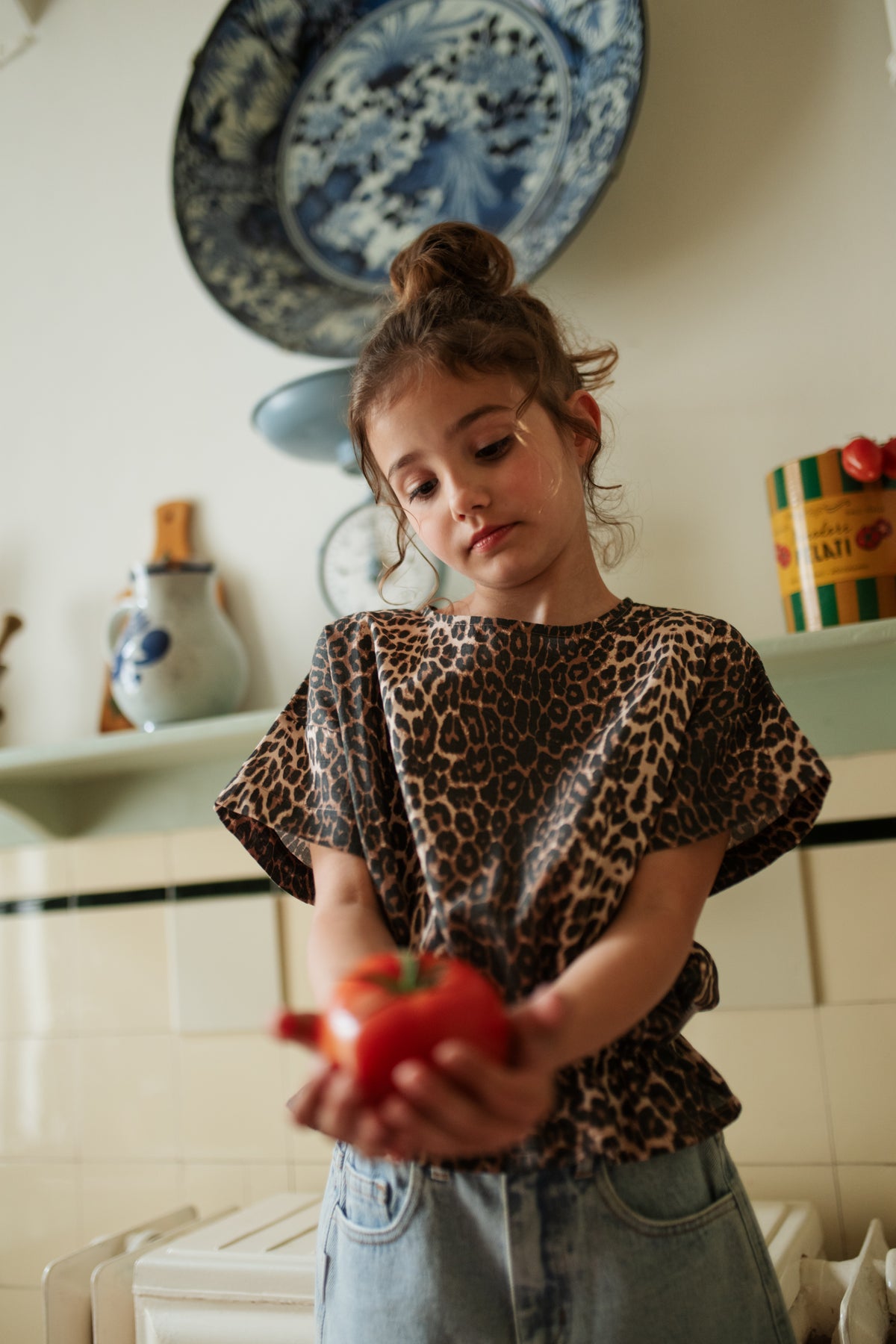 Blouse Elastic Waist Leopard, Petit Blush