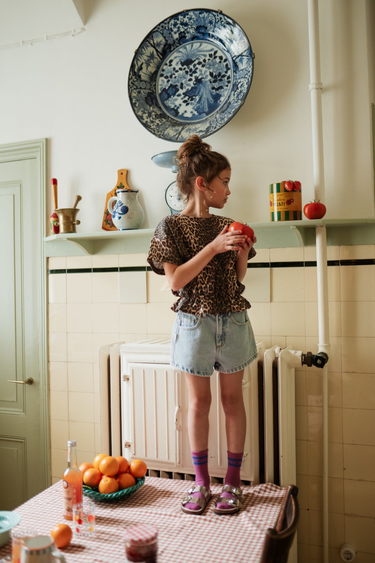 Blouse Elastic Waist Leopard, Petit Blush