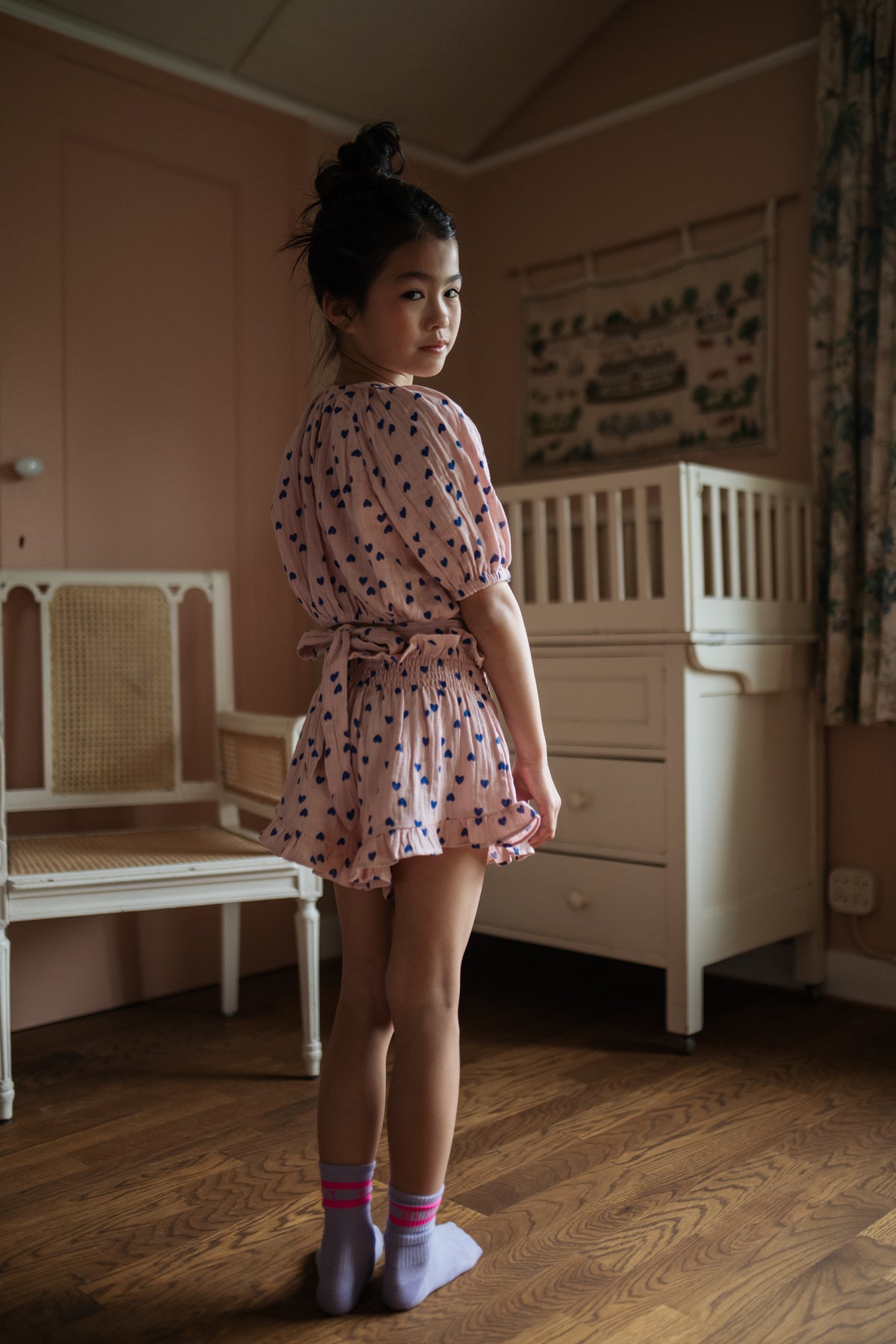 Smock Frill Short Candy Hearts, Petit Blush