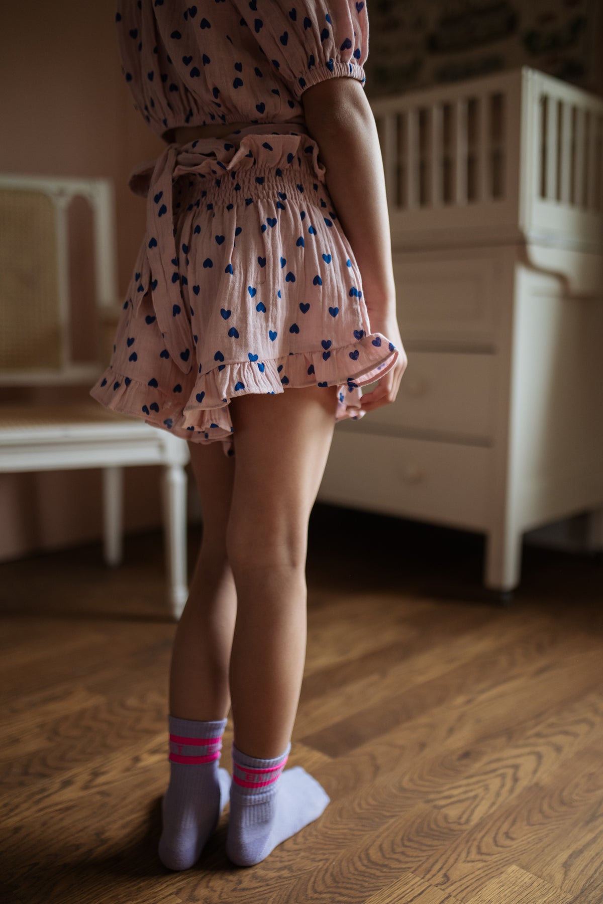 Smock Frill Short Candy Hearts, Petit Blush