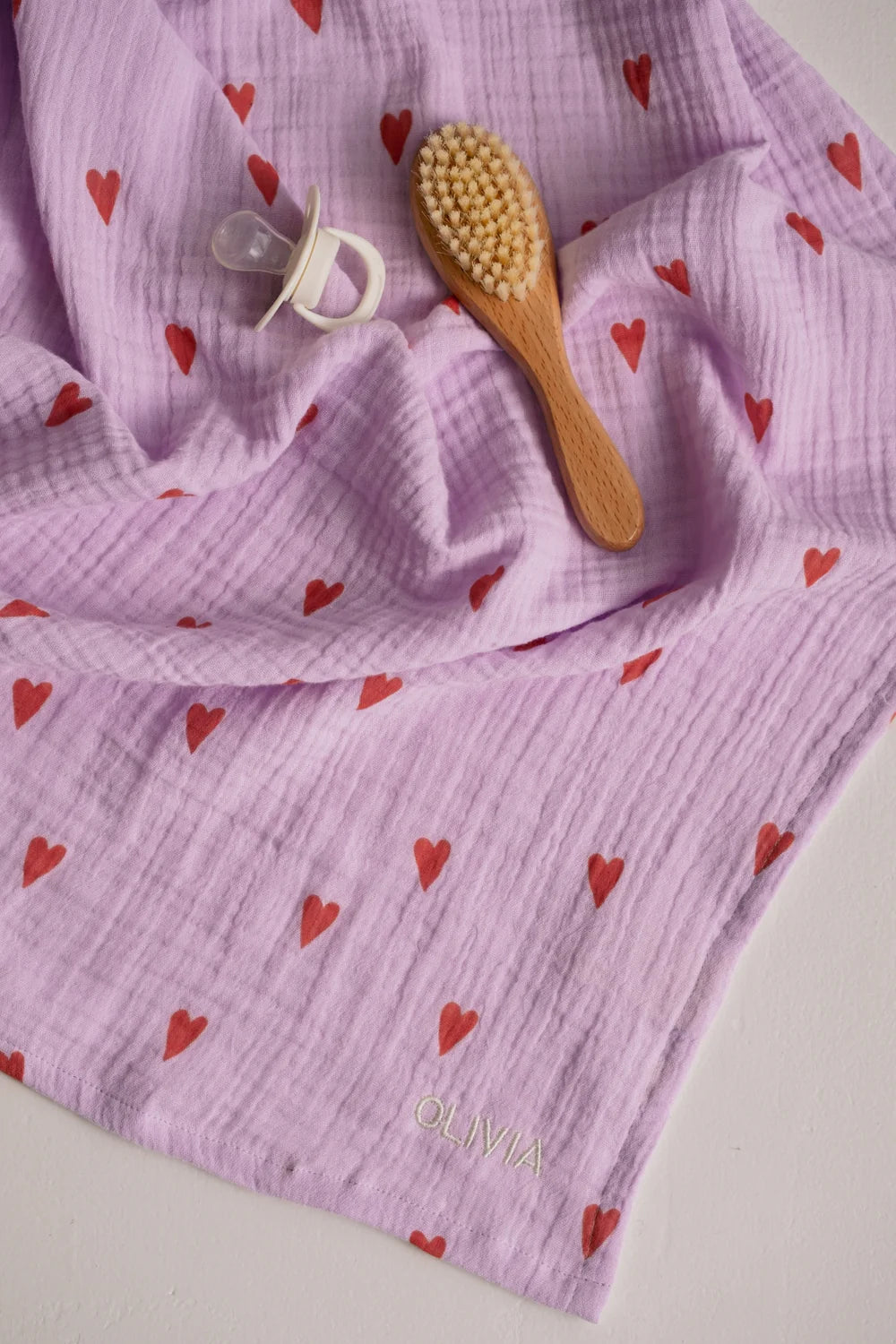 Swaddle Print large 120 x120 Purple Hearts, Studio Noos