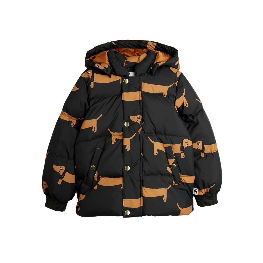 Dog aop hooded puffer, Mini Rodini