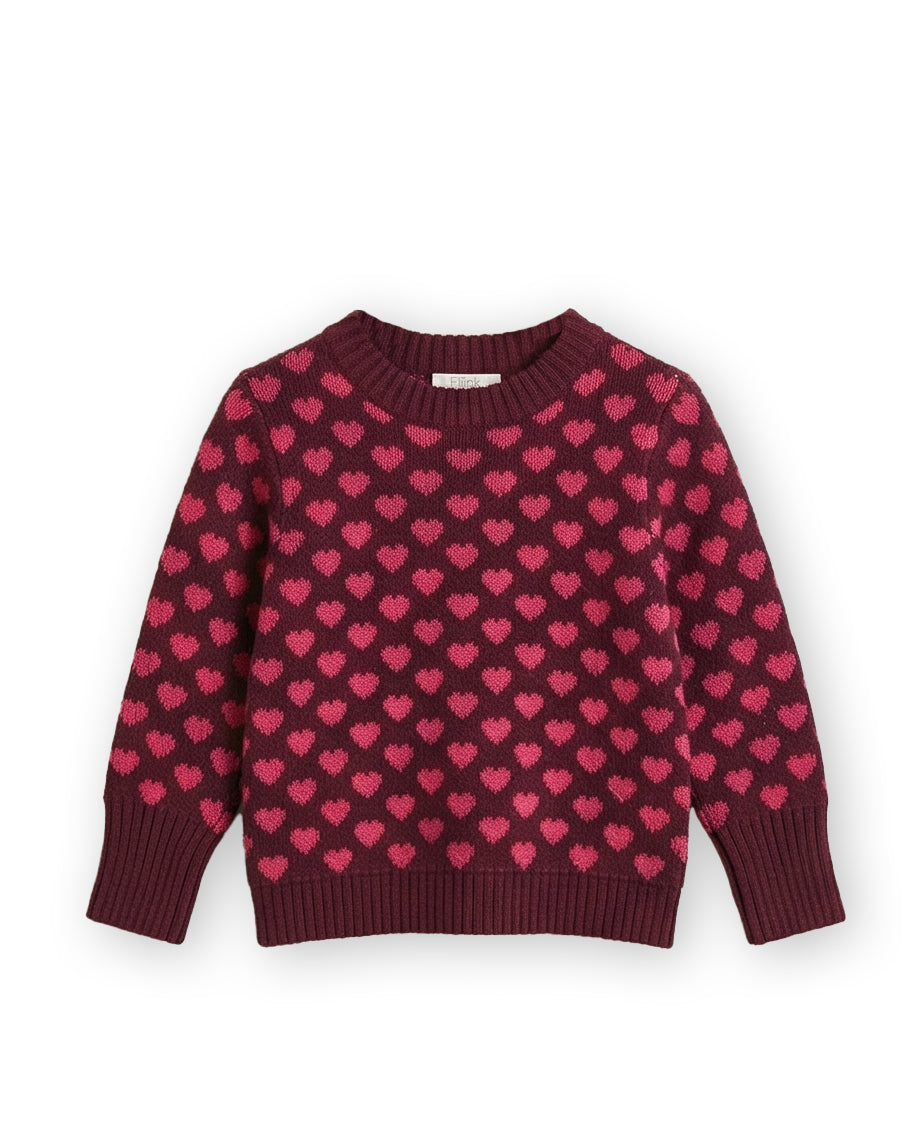 Janie cashmere heart Pullover Burgunday/red bud, Fliink