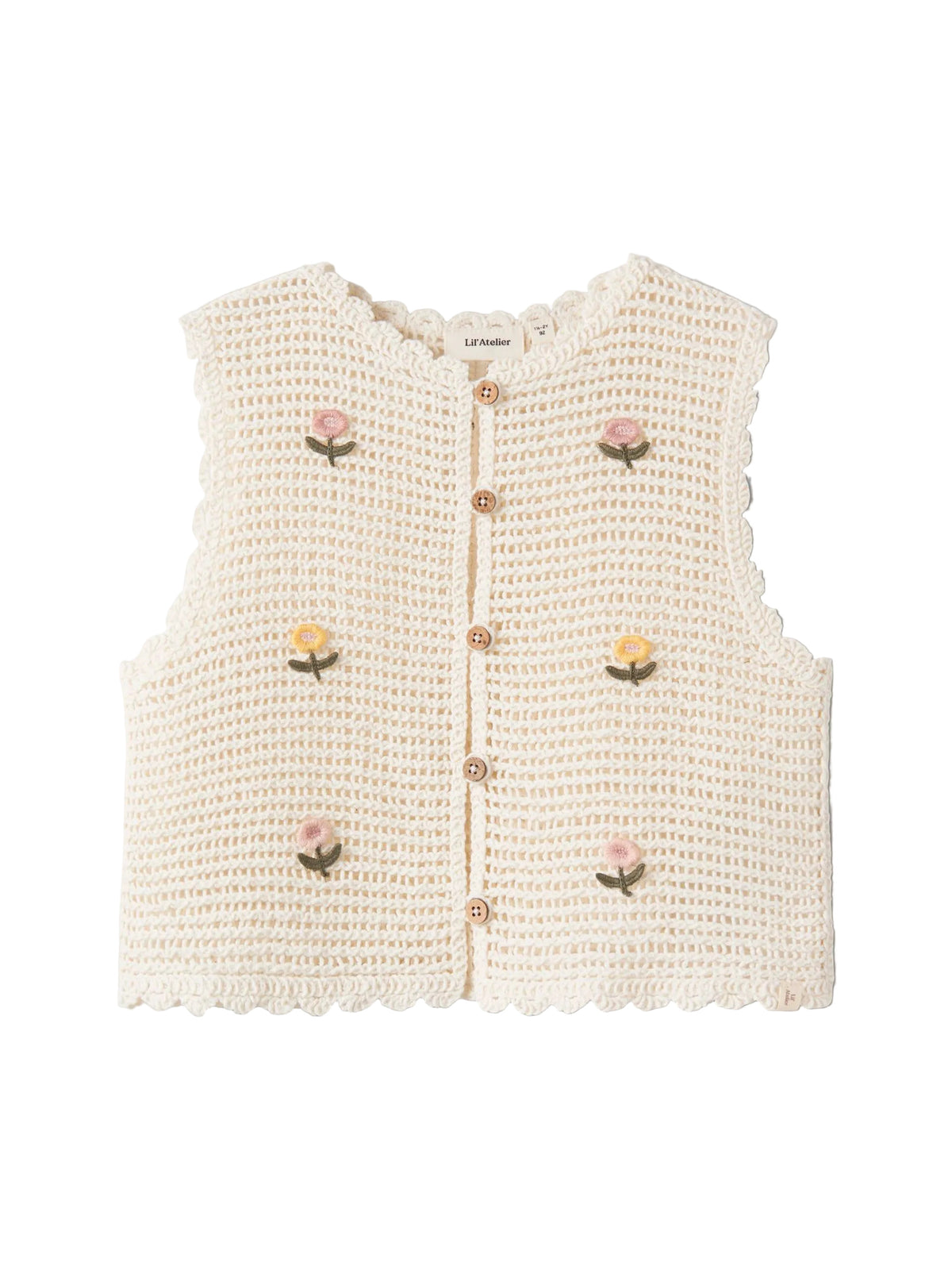 Flora knit vest coconut Milk, LIl Atelier
