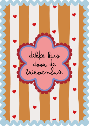 Kaart, dikke kus door de brievenbus, habitat