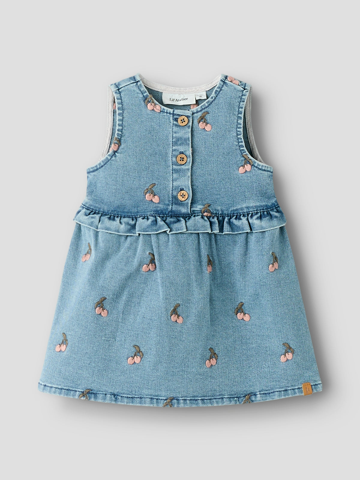 Deva denim Specer dress Cherry emb, Lil Atelier