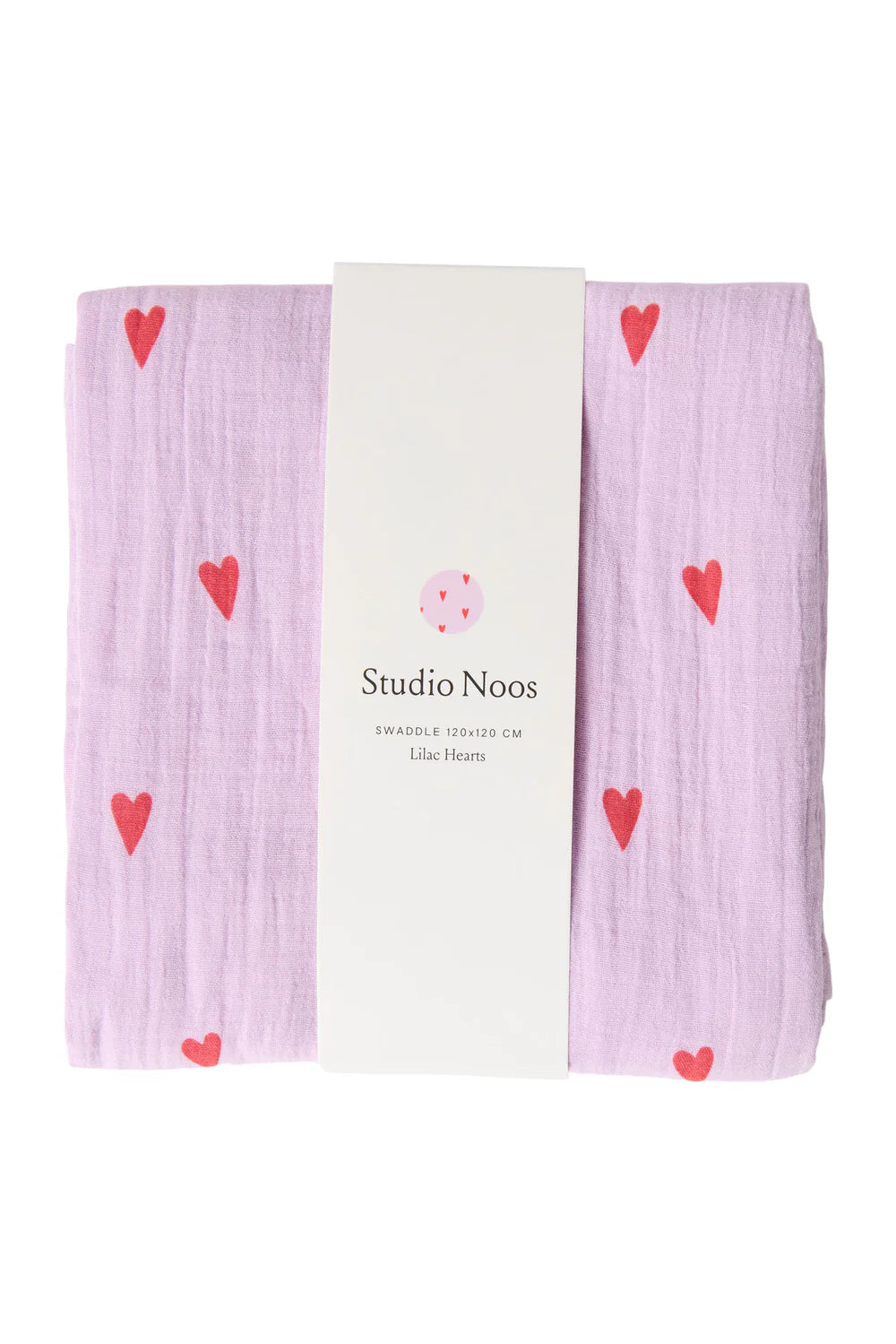 Swaddle Print large 120 x120 Purple Hearts, Studio Noos