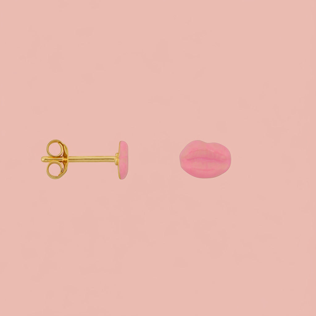 Lips Stud Earring Light Pink Enamel gold, Bibi & Camille