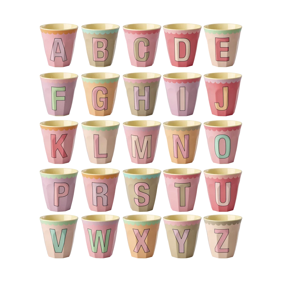 Melamine alphabet Beker vintage pink, Rice
