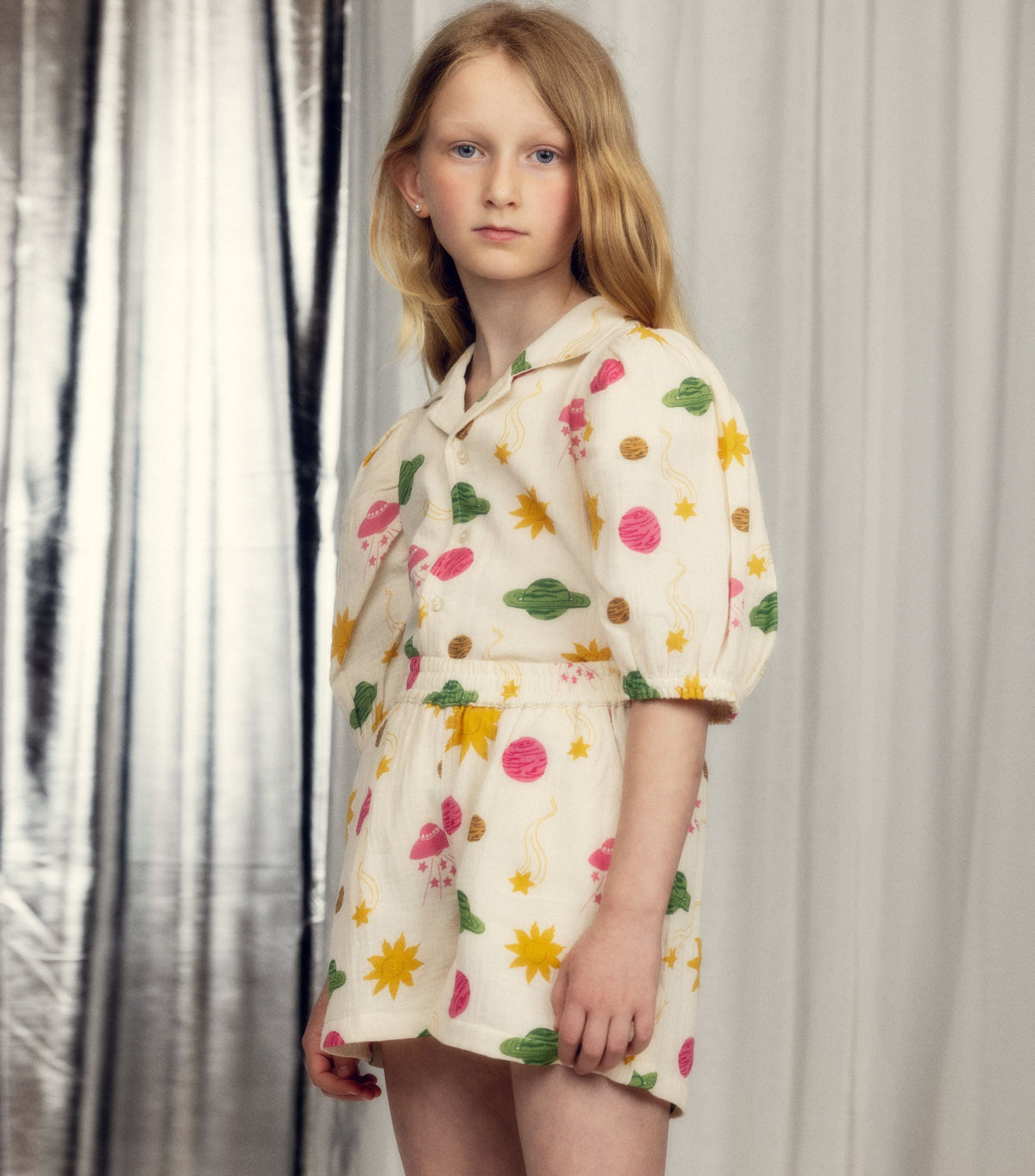 Space aop muslin blouse, Mini Rodini