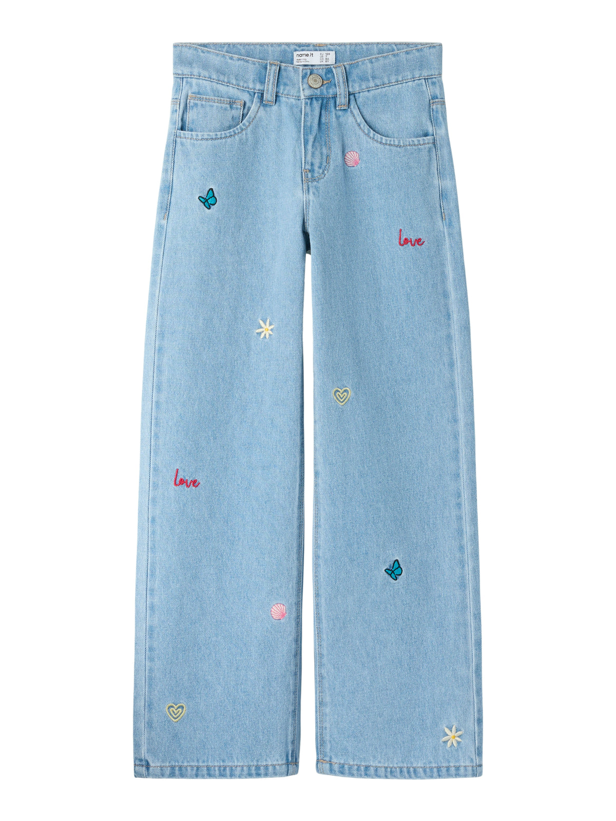 Rose wide jeans embroidery, Name It
