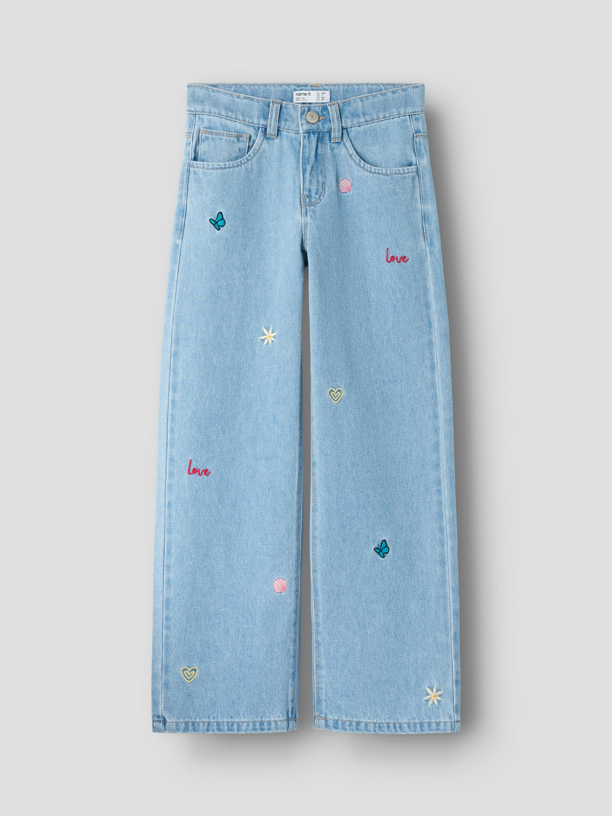 Rose wide jeans embroidery, Name It