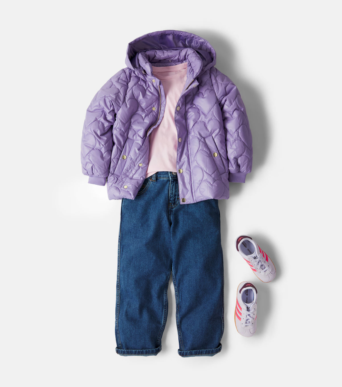 Heart quilted hooded puffer, Mini Rodini