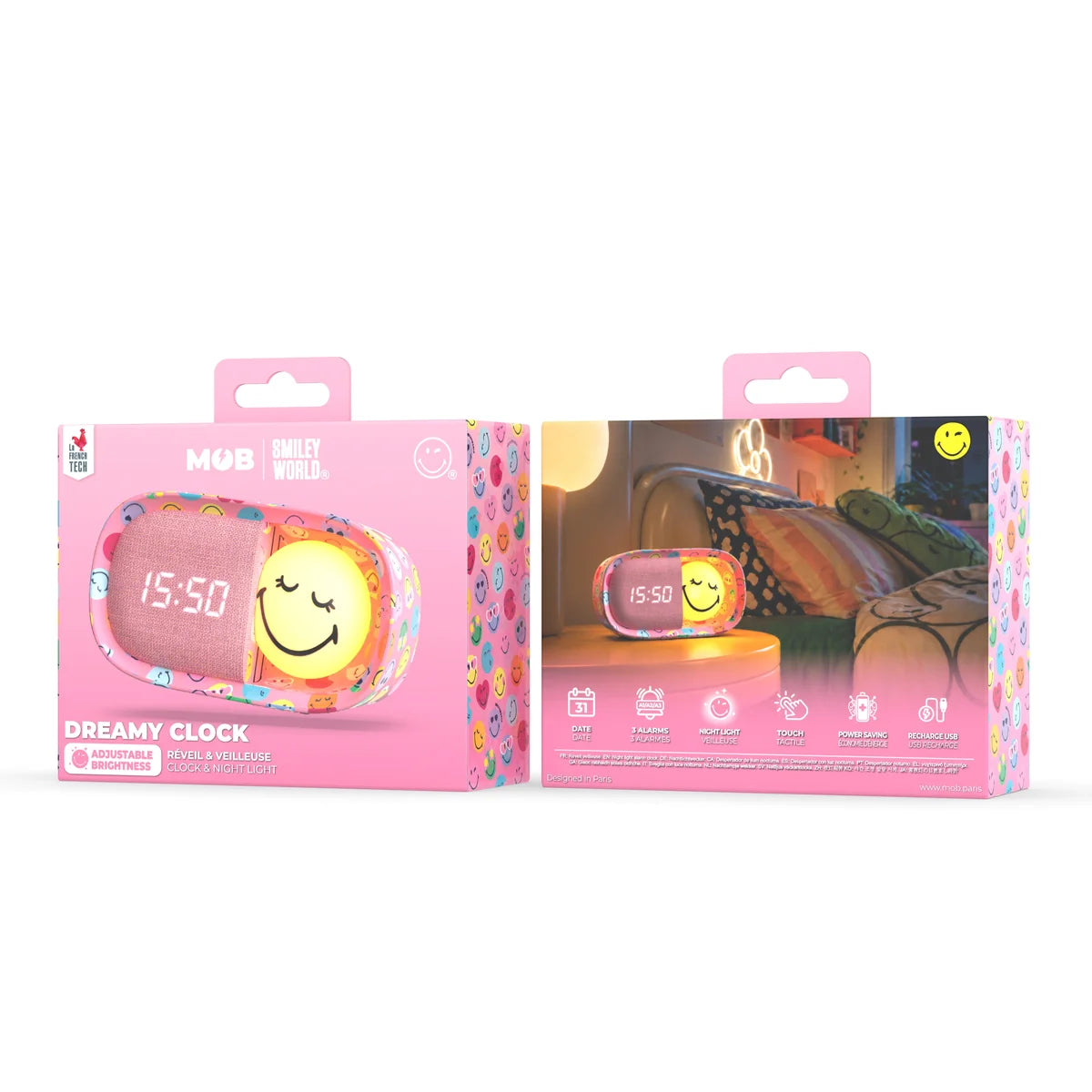 Dreamy Clock Smiley World Pink, MOB