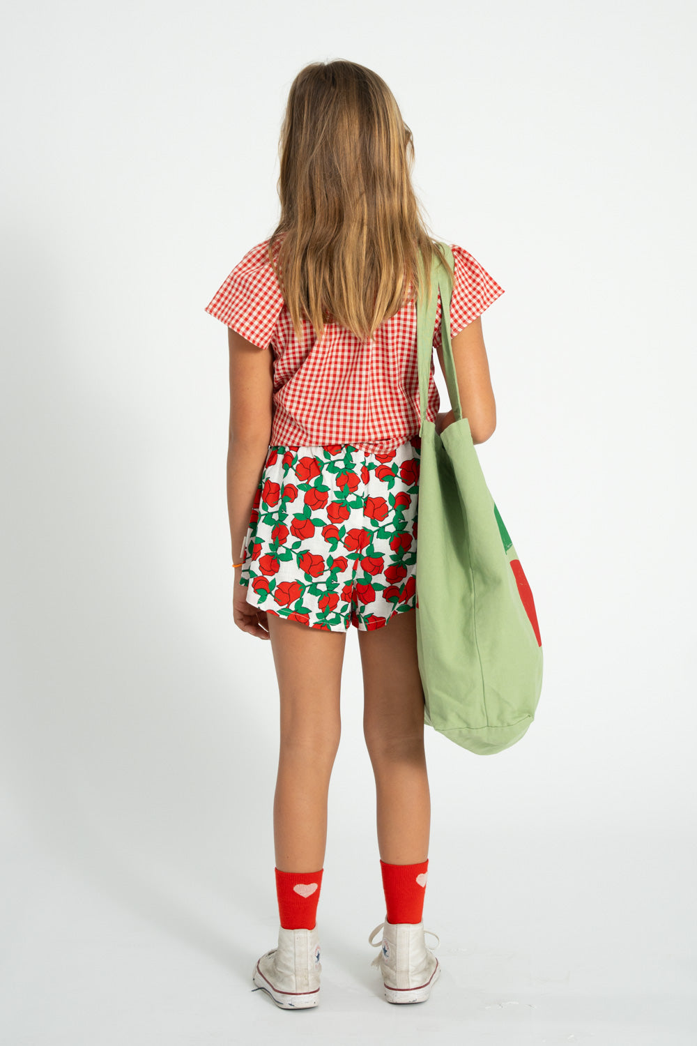 Shorts ecru with red roses print, Piupiuchick