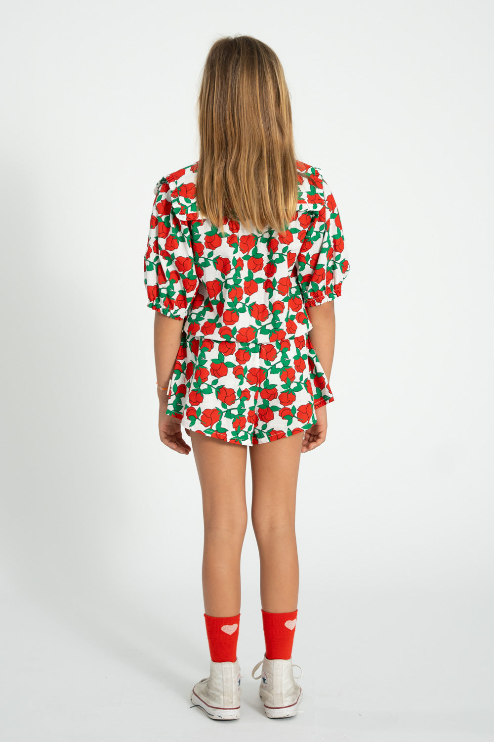Shorts ecru with red roses print, Piupiuchick
