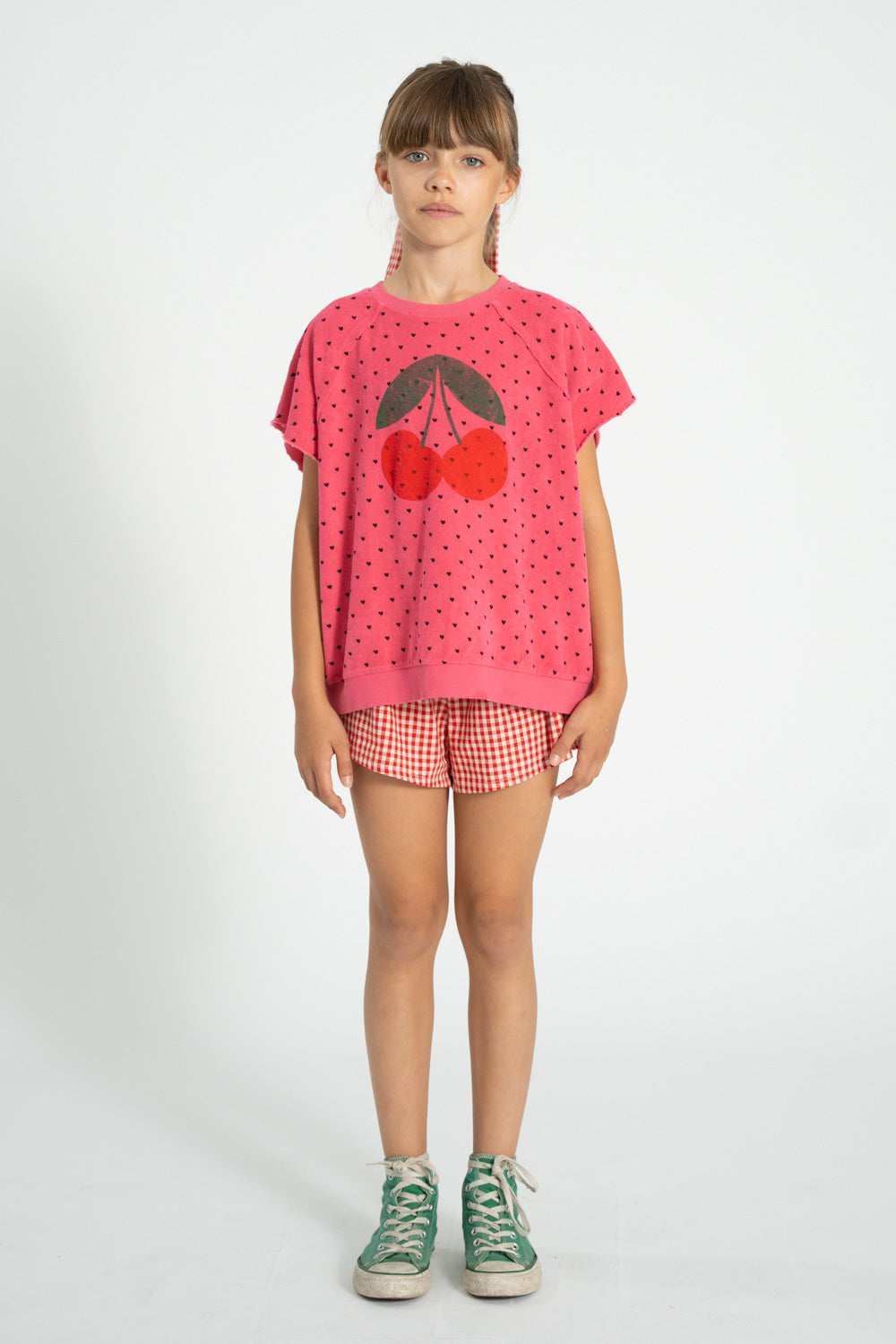 Sleeveless sweatshirt pink with cherry print, Piupiuchick