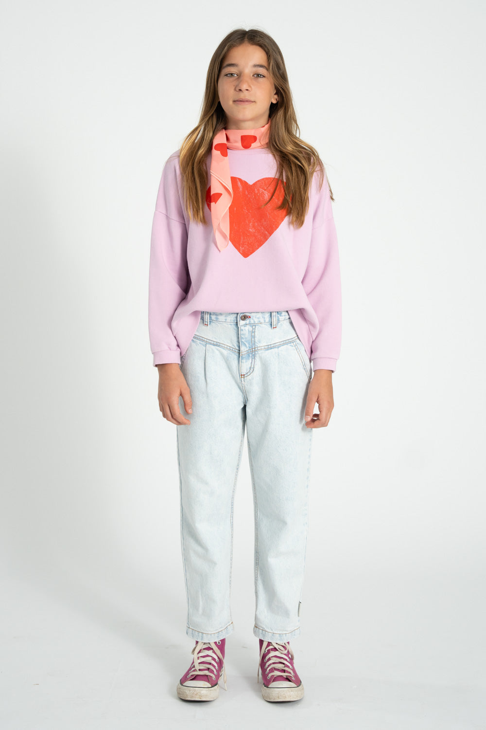 Sweater Lilac red heart print, Piupiuchick
