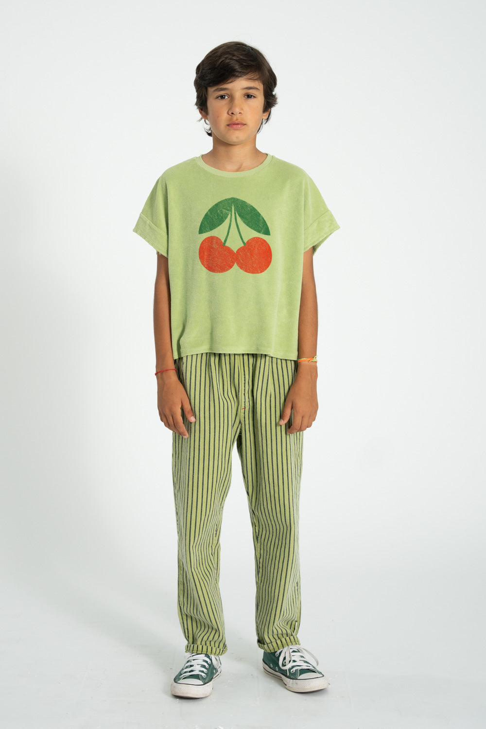 T-shirt light Olive cherry print, Piupiuchick