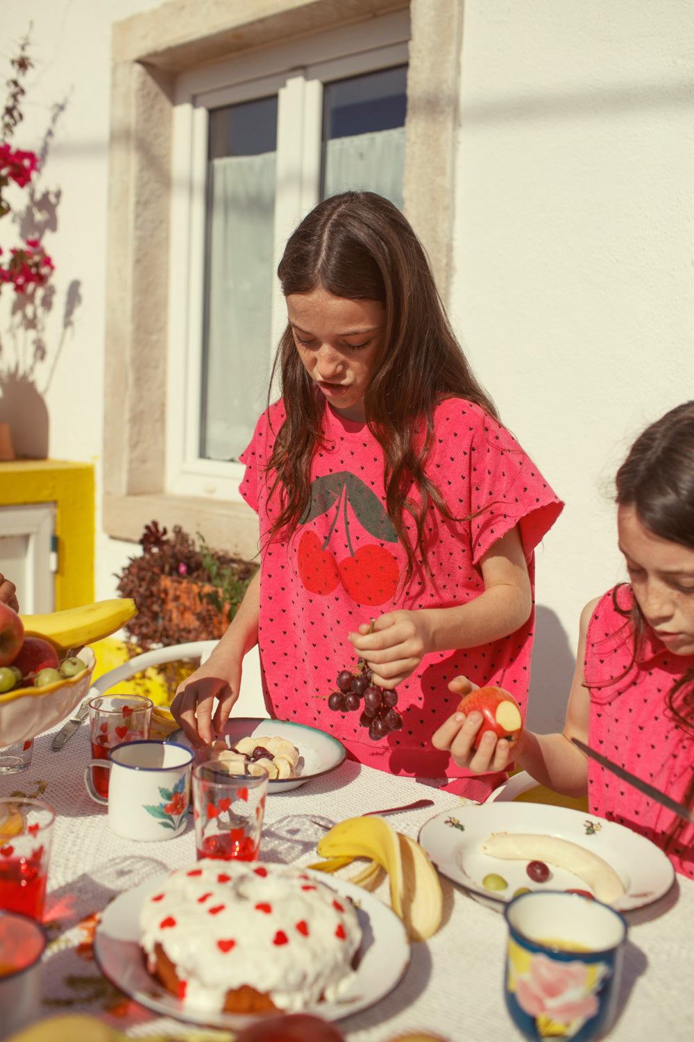 Sleeveless sweatshirt pink with cherry print, Piupiuchick