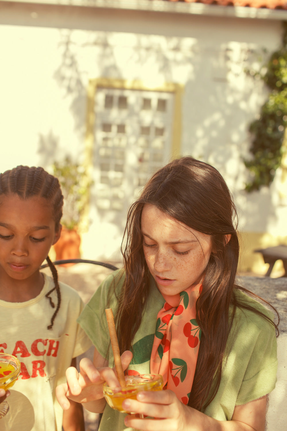 T-shirt light Olive cherry print, Piupiuchick