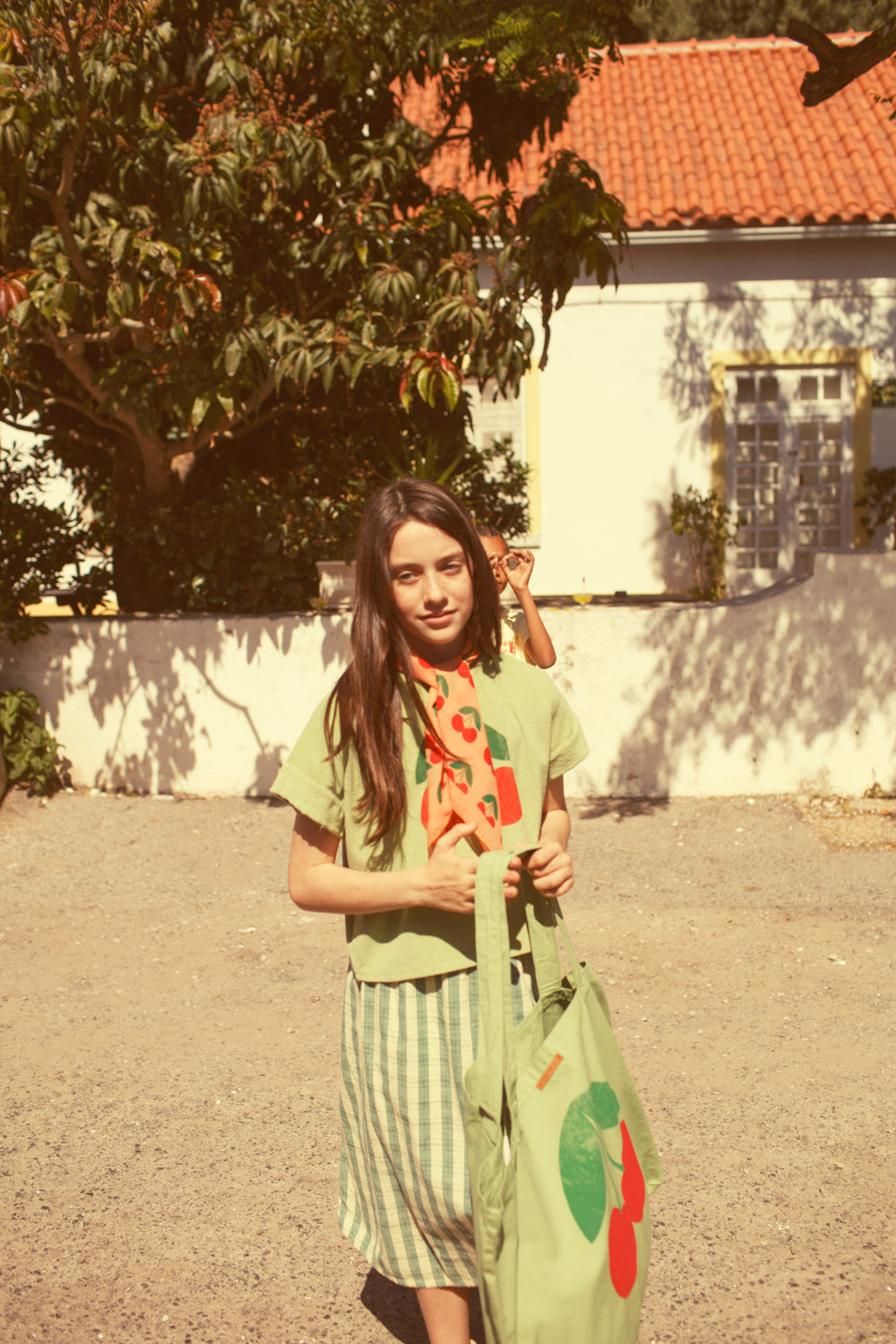 T-shirt light Olive cherry print, Piupiuchick