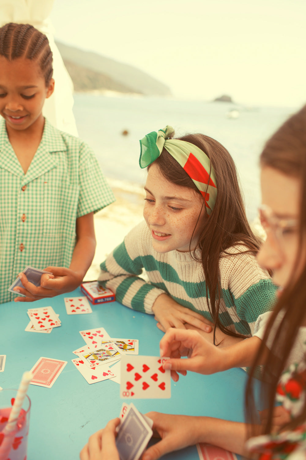 Knitted sweater ecru green stripes, Piupiuchick