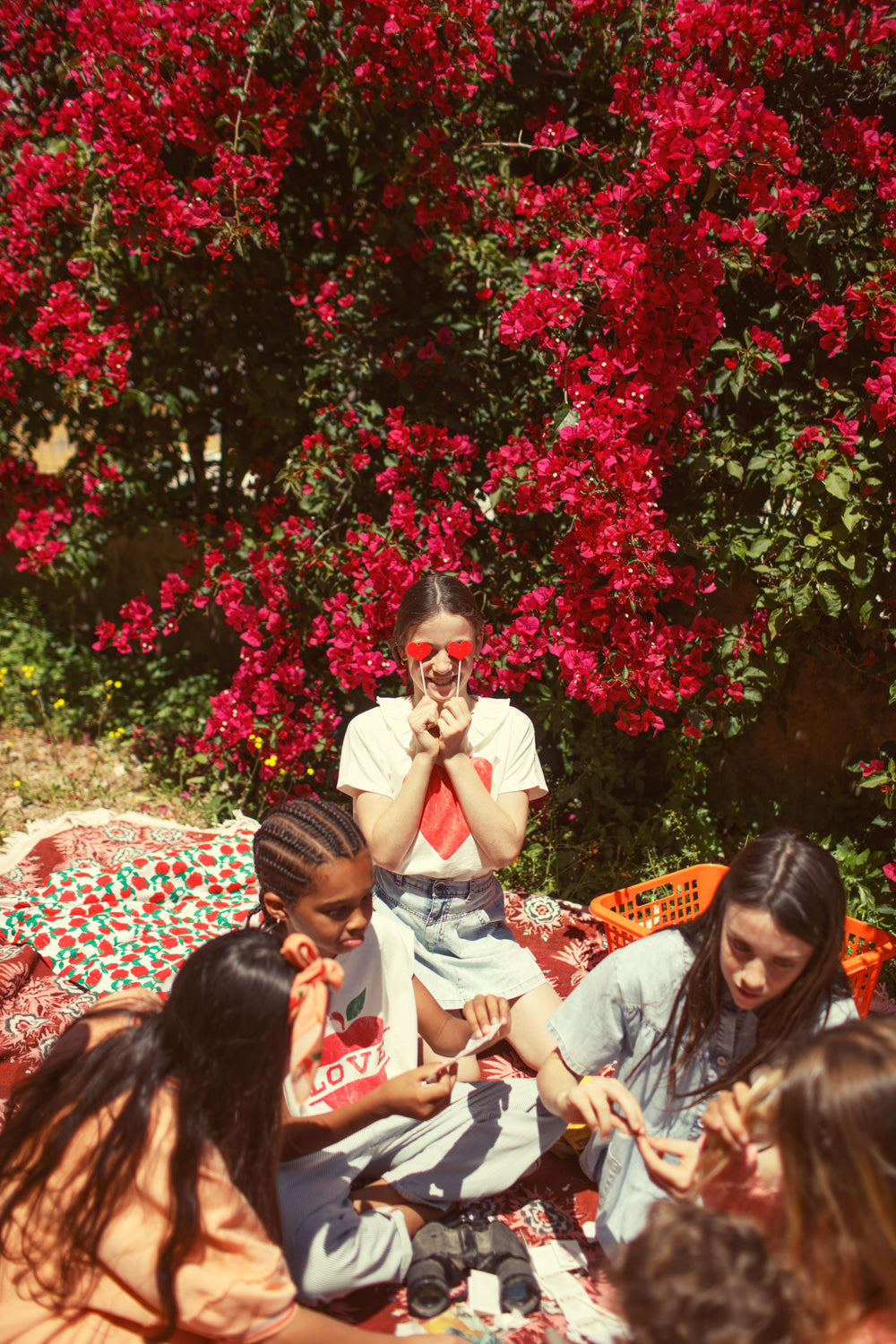 T-shirt collar ecru with red haert print, Piupiuchick