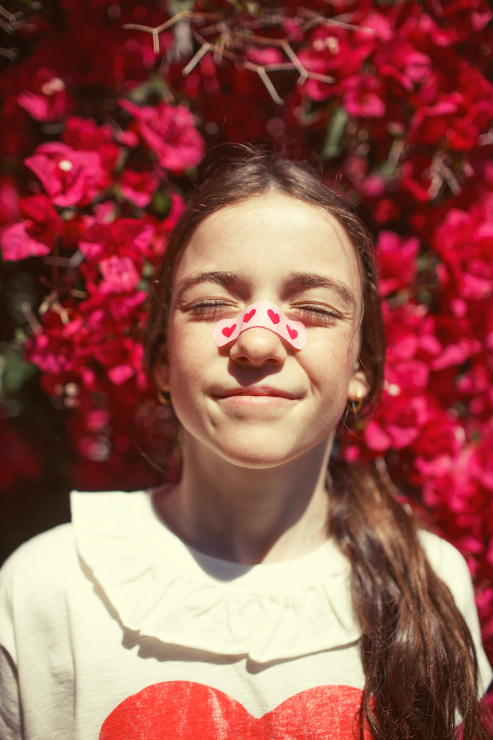 T-shirt collar ecru with red haert print, Piupiuchick