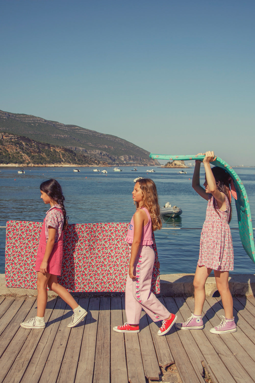 short dungarees  pink w/ indigo stripes, Piupiuchick