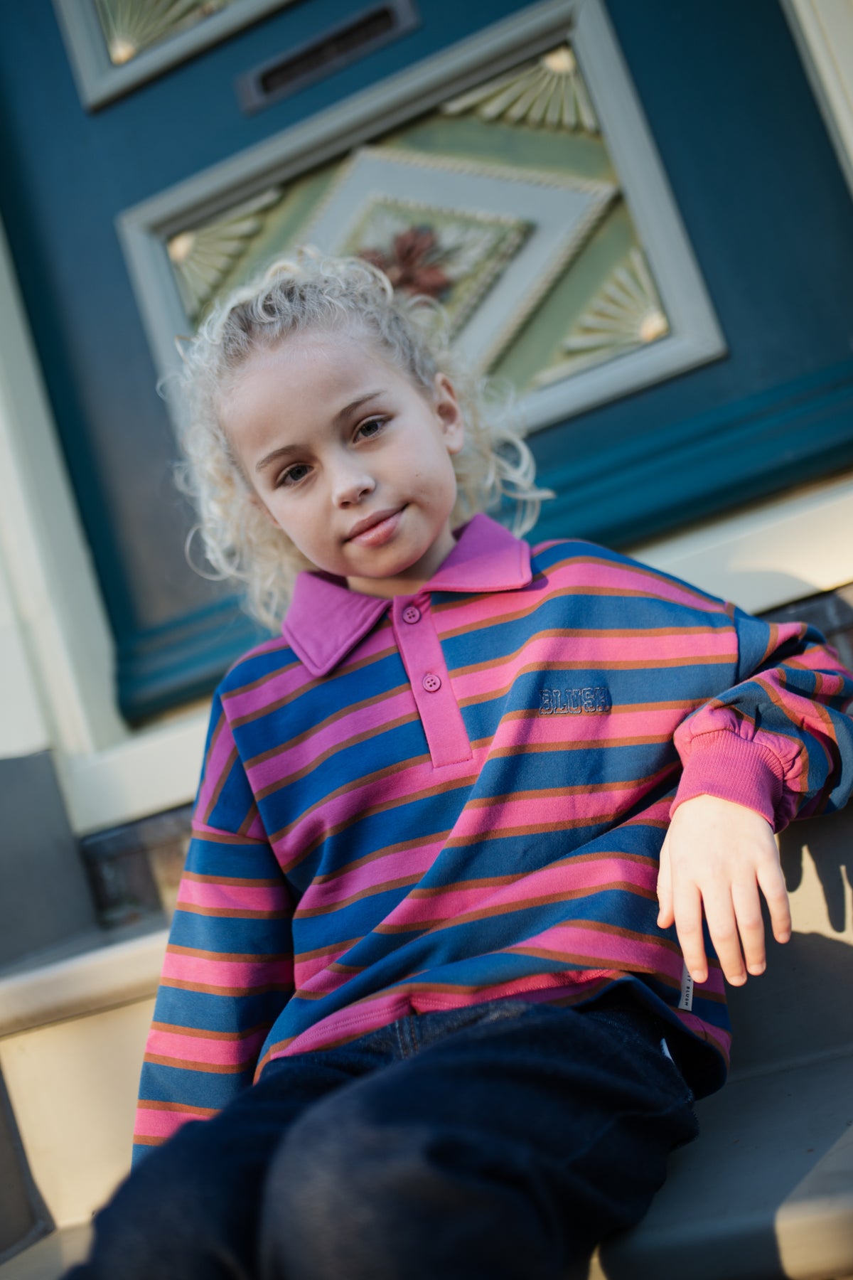 Polo Sweater | Stripe, Petit Blush
