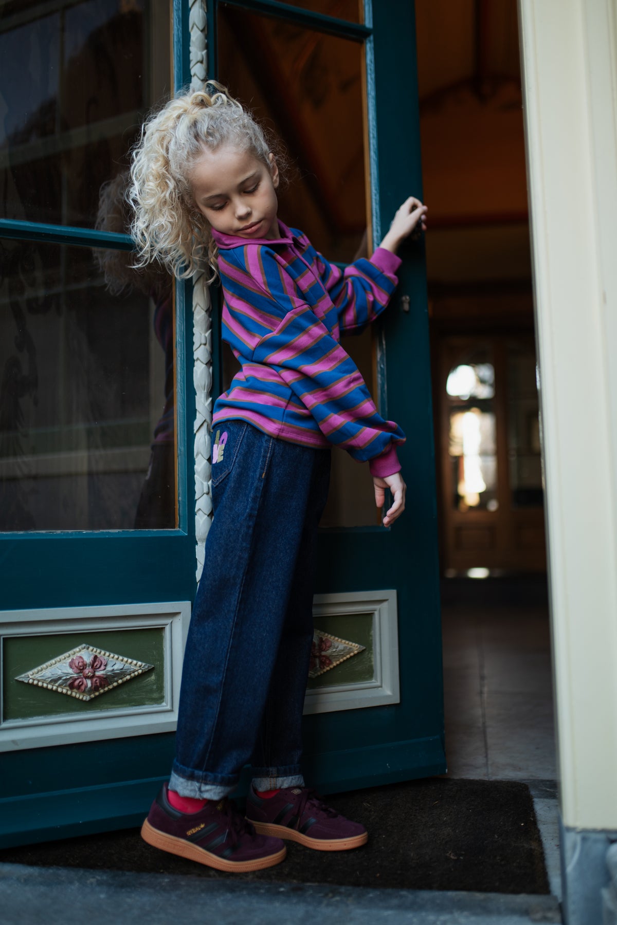 Polo Sweater | Stripe, Petit Blush