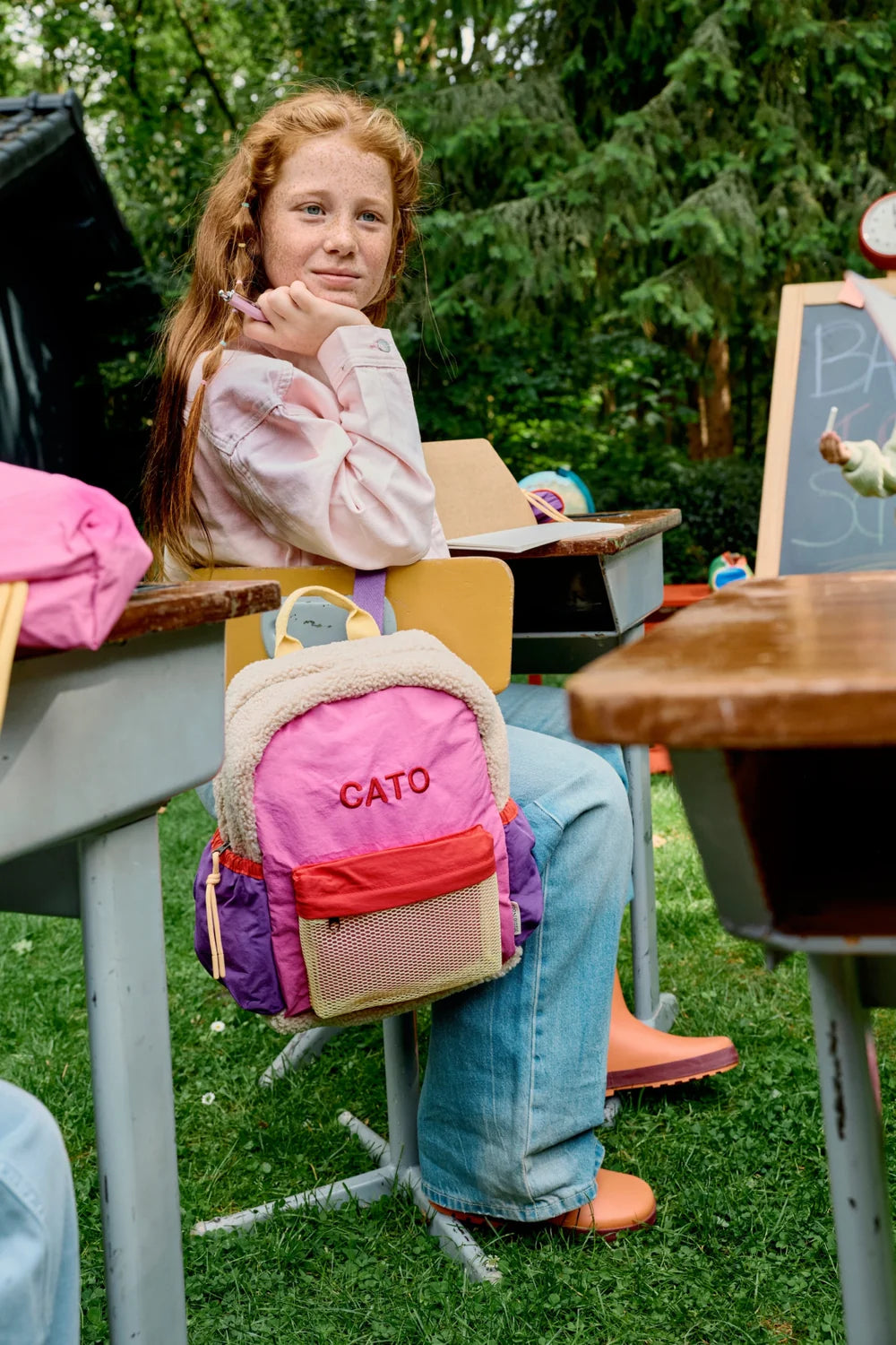 Patchwork Midi Backpack Bright Pink, Studio Noos