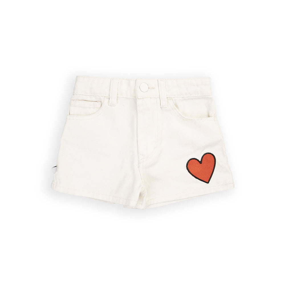 White denim shorts w. embroidery, Carlijnq