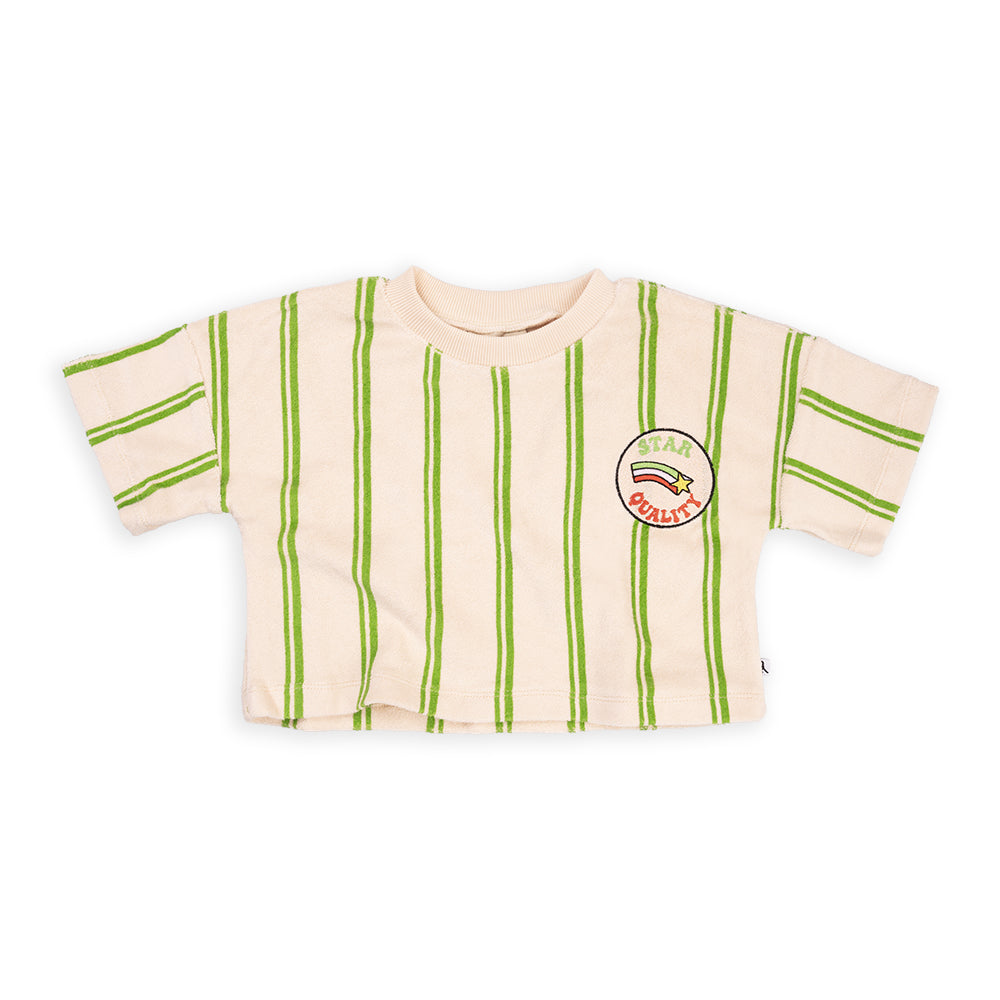 Cropped shirt with embroidery green stripes, Carlijnq