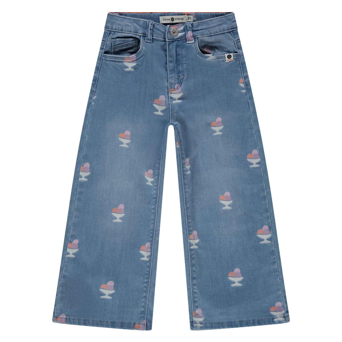 girls wide leg printed denim, Stains & Stories