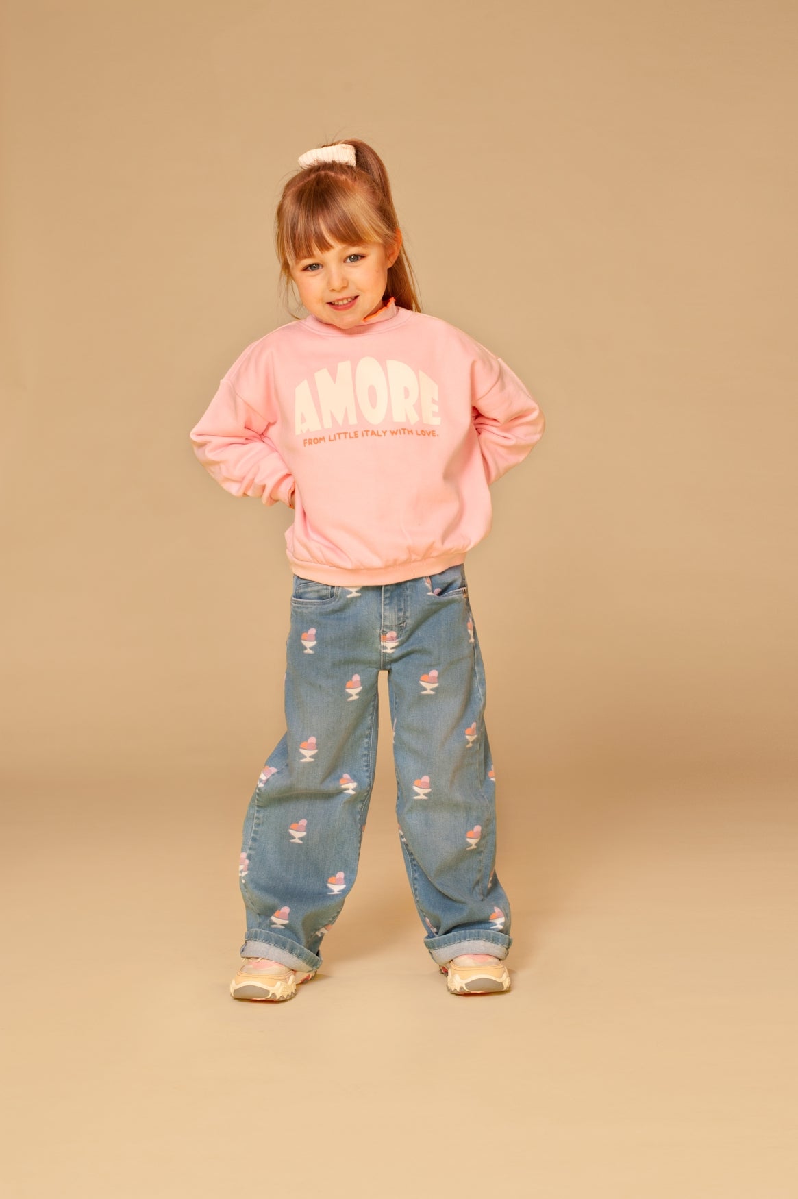 girls wide leg printed denim, Stains & Stories
