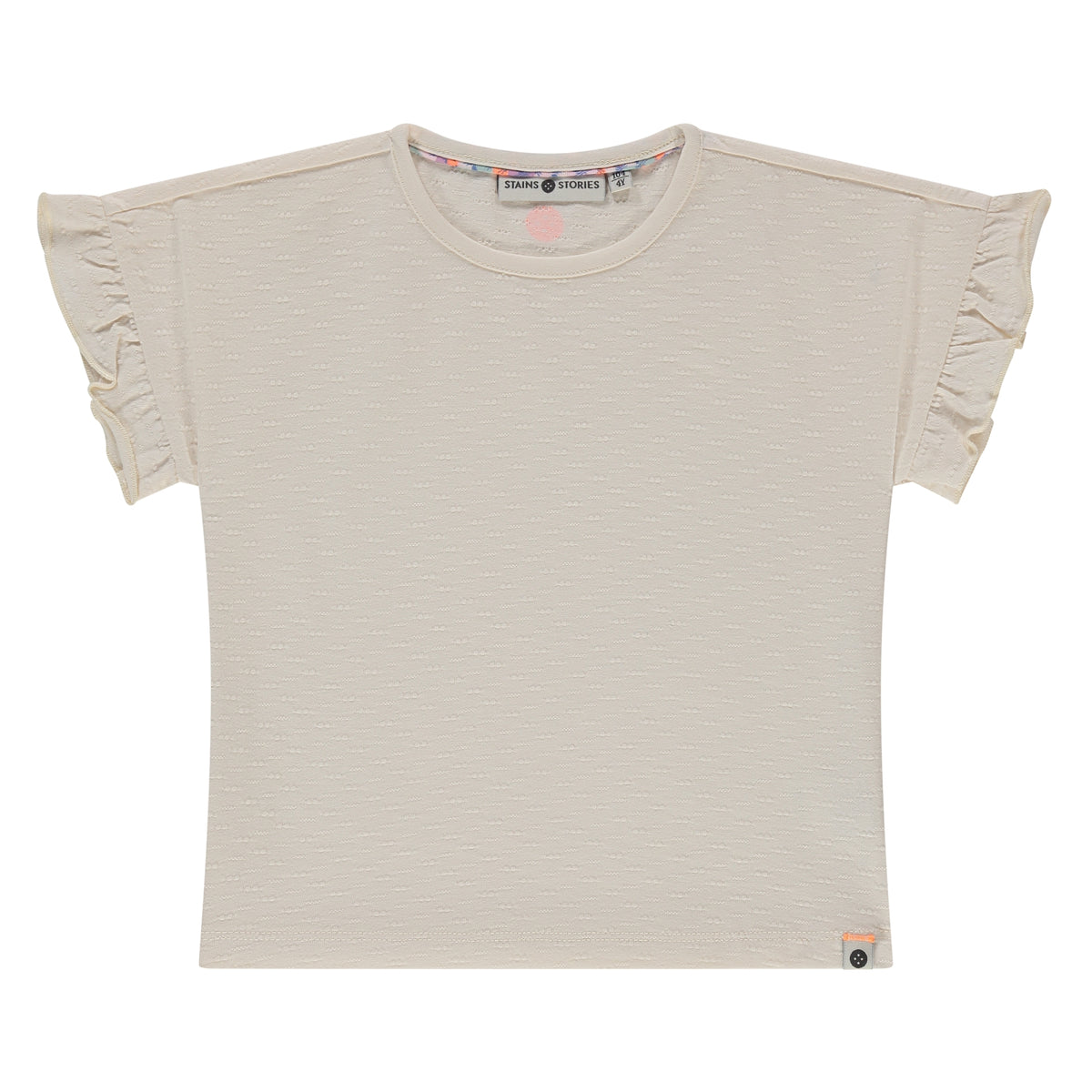 Girls T-Shirt Short Sleeve Ribbel Ivory, Stains & Stories