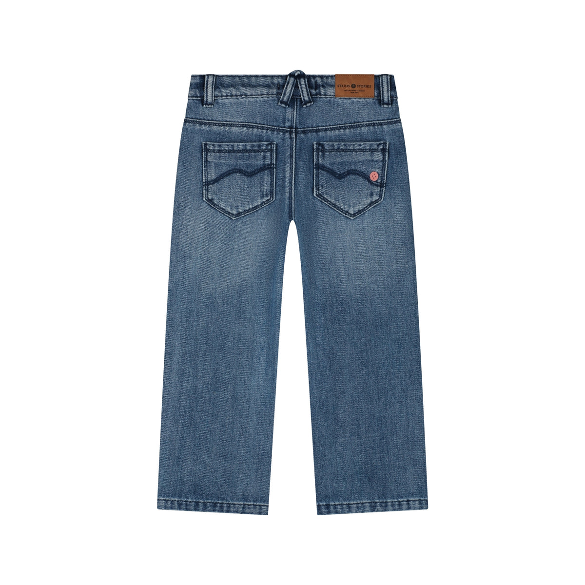 Girls denim wide leg medium blue hearts, Stains & Stories