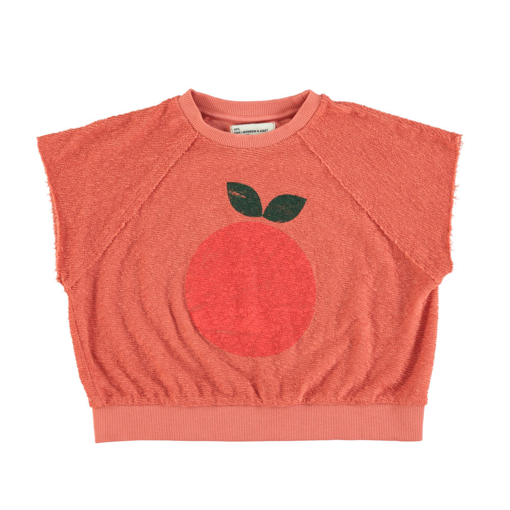 Sleeveless sweatshirt terracotta apple print, Piupiuchick