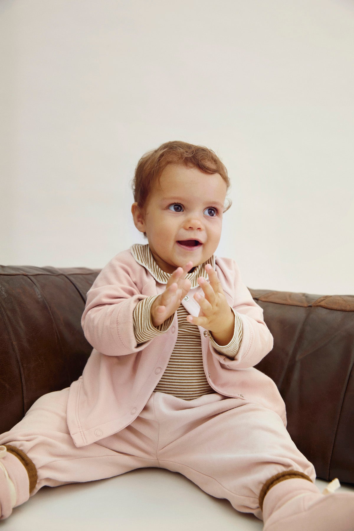 Baby Dropped shoulder sweater Faded Pink, Gray Label