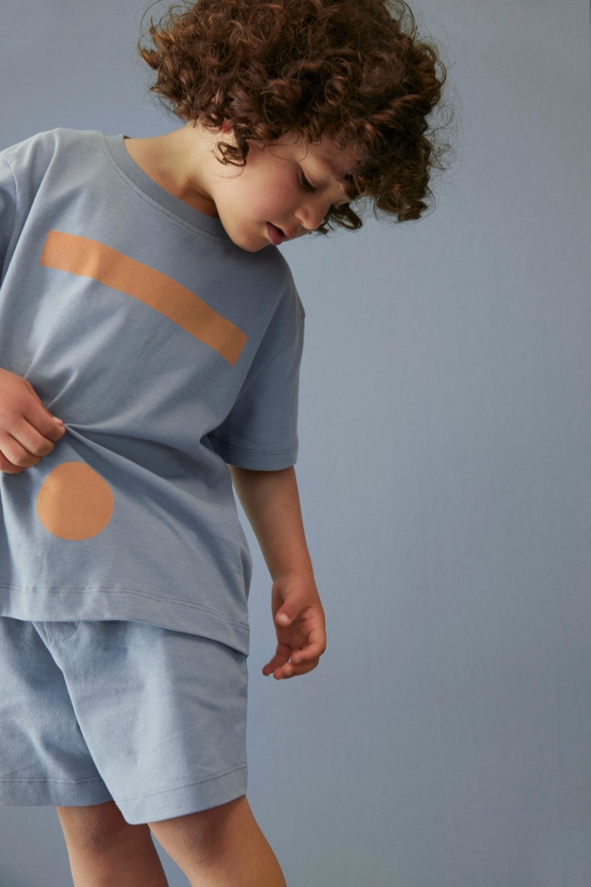 Oversized Tee w/ Logo GOTS stone grey/ melon, Gray Label