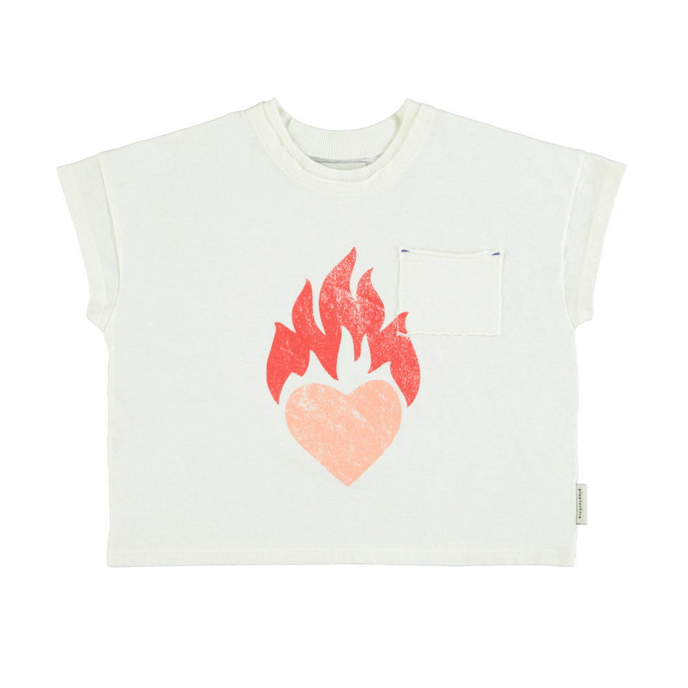 T-shirt ecru multicolor heart print, Piupiuchick