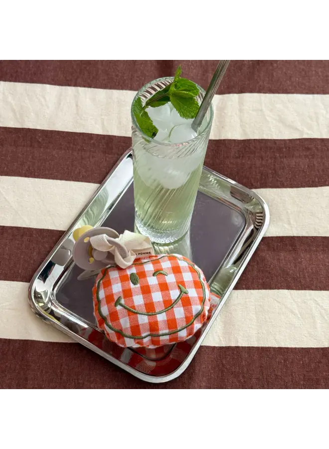 Speendoekje smiley – checked Oopsy orange, Atelier Pomme