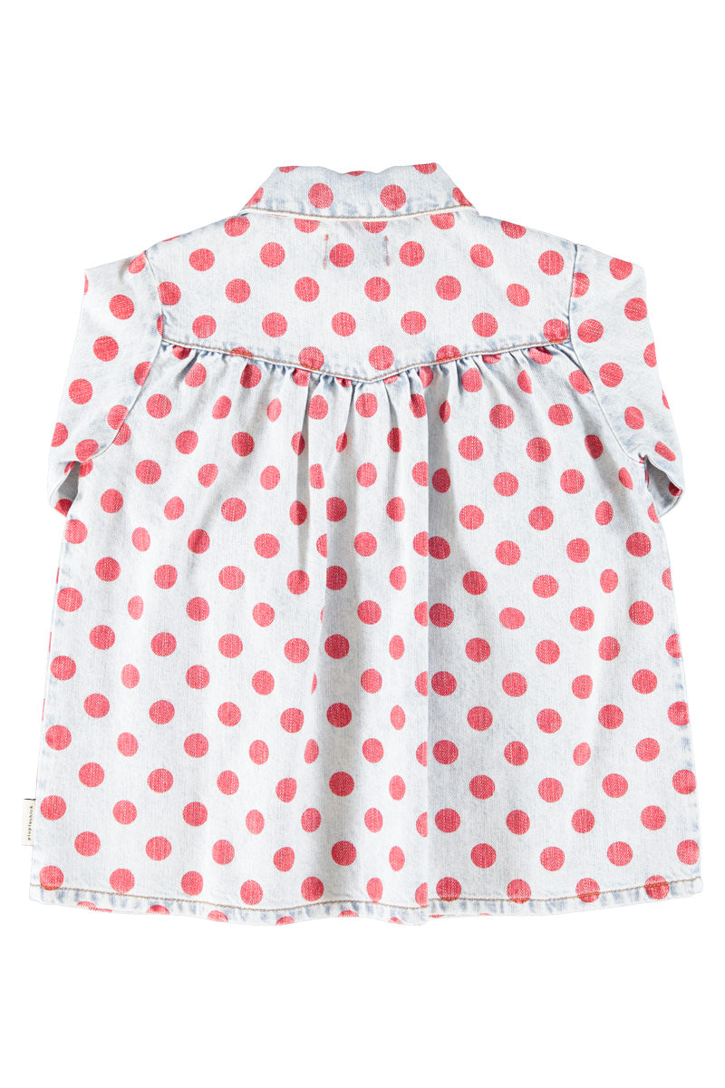 Short dress | light blue denim with red dots, Piupiuchick